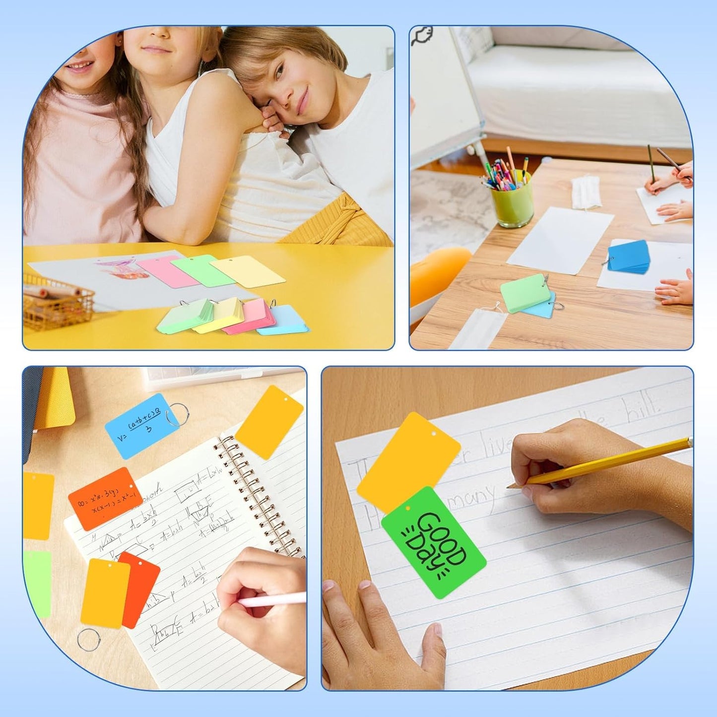 Tecmisse 400 PCS Colored Index Cards with Ring, 2.2 x 3.5 Inch, Small Blank Note Cards with Waterproof Covers,Flash Cards Studying for Office School Supplies