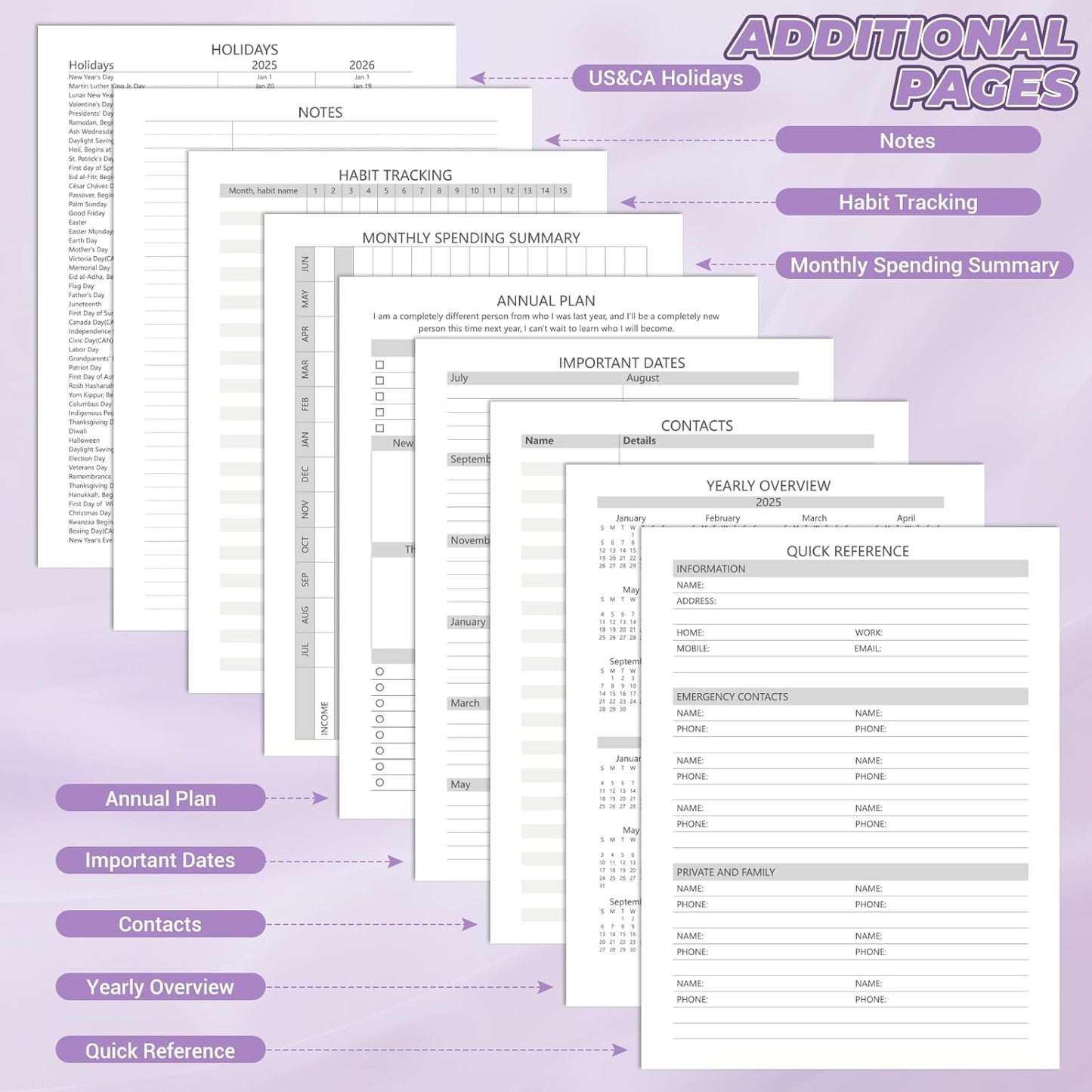 Academic Planner 2025-2026 (8.5" x 11") - Weekly & Monthly Planner (Jul. 2025 - Jun. 2026), Column View Calendar Organizers, Hardcover Agenda Book with Tabs for Office & School, Purple