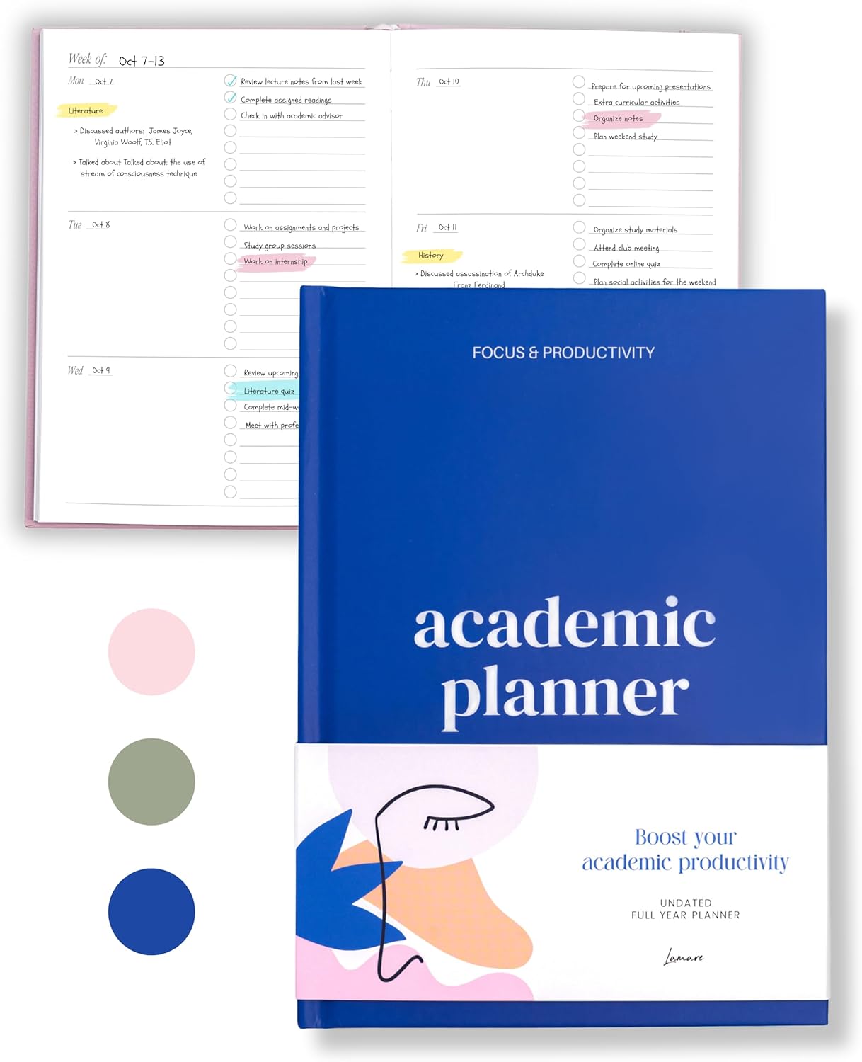 Lamare Academic Planner 2025-2026 – Undated Weekly College Student Planner 2025-2026 For Homeschool, High School, College & Nursing Students