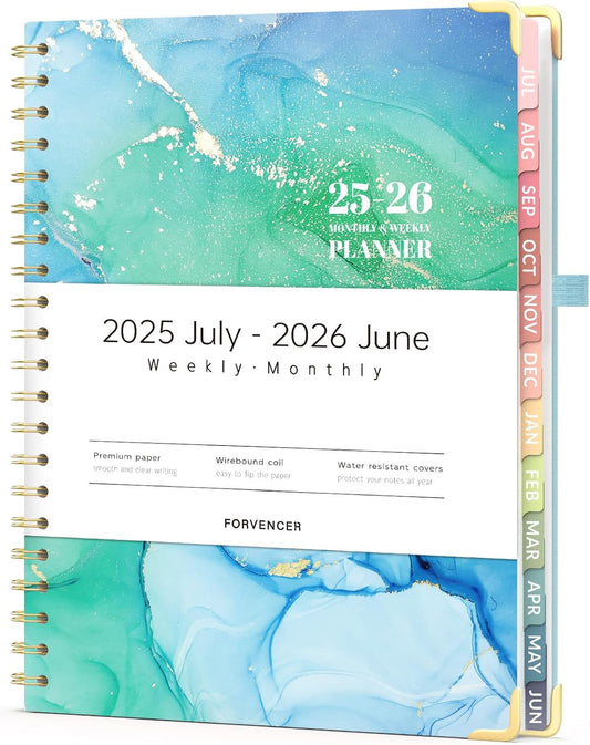 Forvencer Planner 2025-2026 for Women, Academic Year Monthly and Weekly Calendar Planner, July 2025 - Jun 2026, Hardcover Student Teacher Planner Agenda Book with Tabs, 8.5" x 11", Green