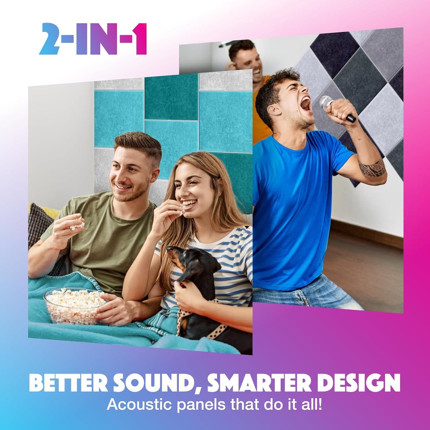 18 Pack Acoustic Panels Self Adhesive Sound absorbing Wall Panels, High Density Dampening Panel, 12X12X0.4 Inch Square Wall Panels in Home,Office,Reccording Room,Studio (Sky Blue)