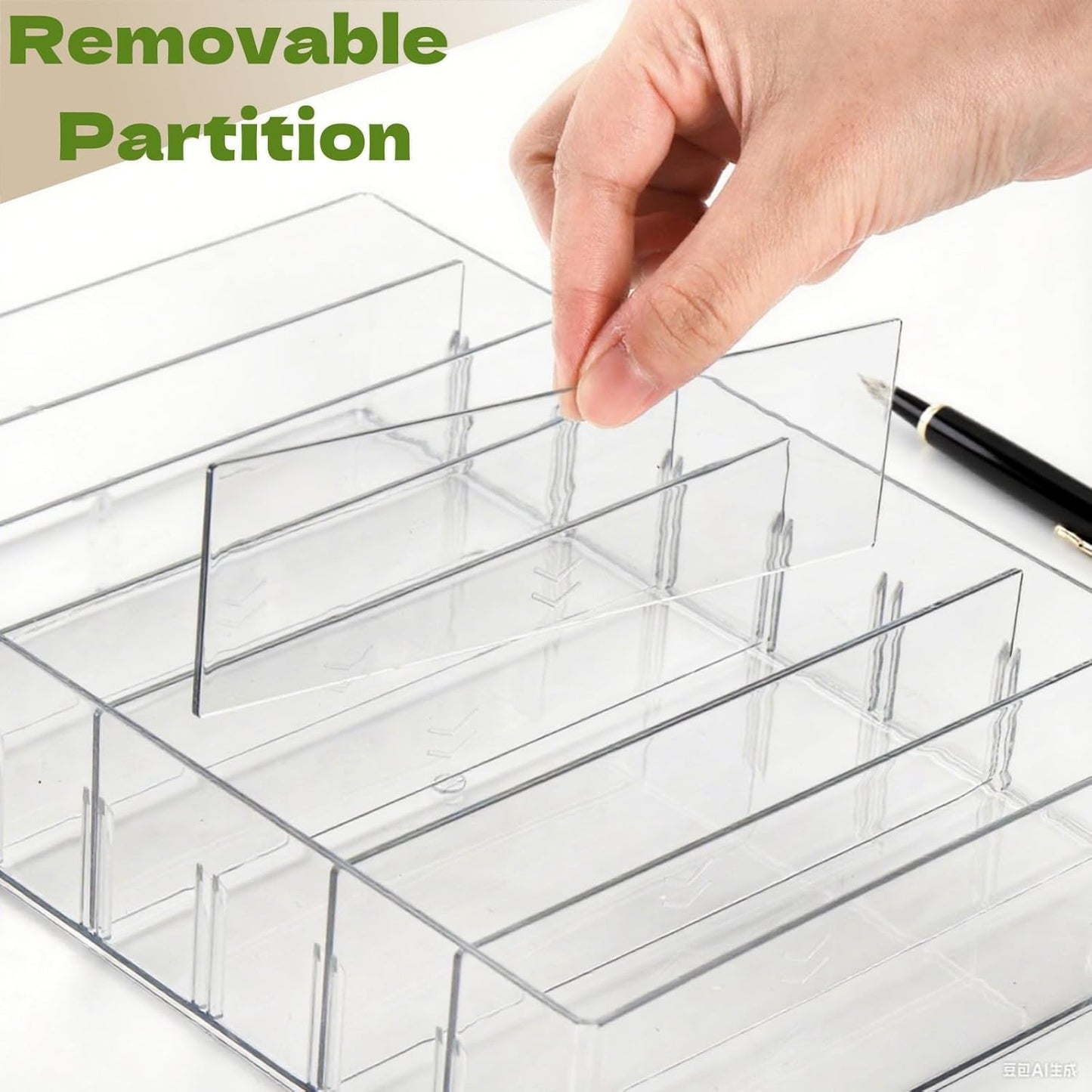 2 Pack Eyeshadow Palette Makeup Organizer, 8 Section Plastic Cash Organizer with Removable Devider, Clear Money Bill Budget Tray Cosmetic Display Holder for Mail, Envelop, Sunglasses, Cosmetic