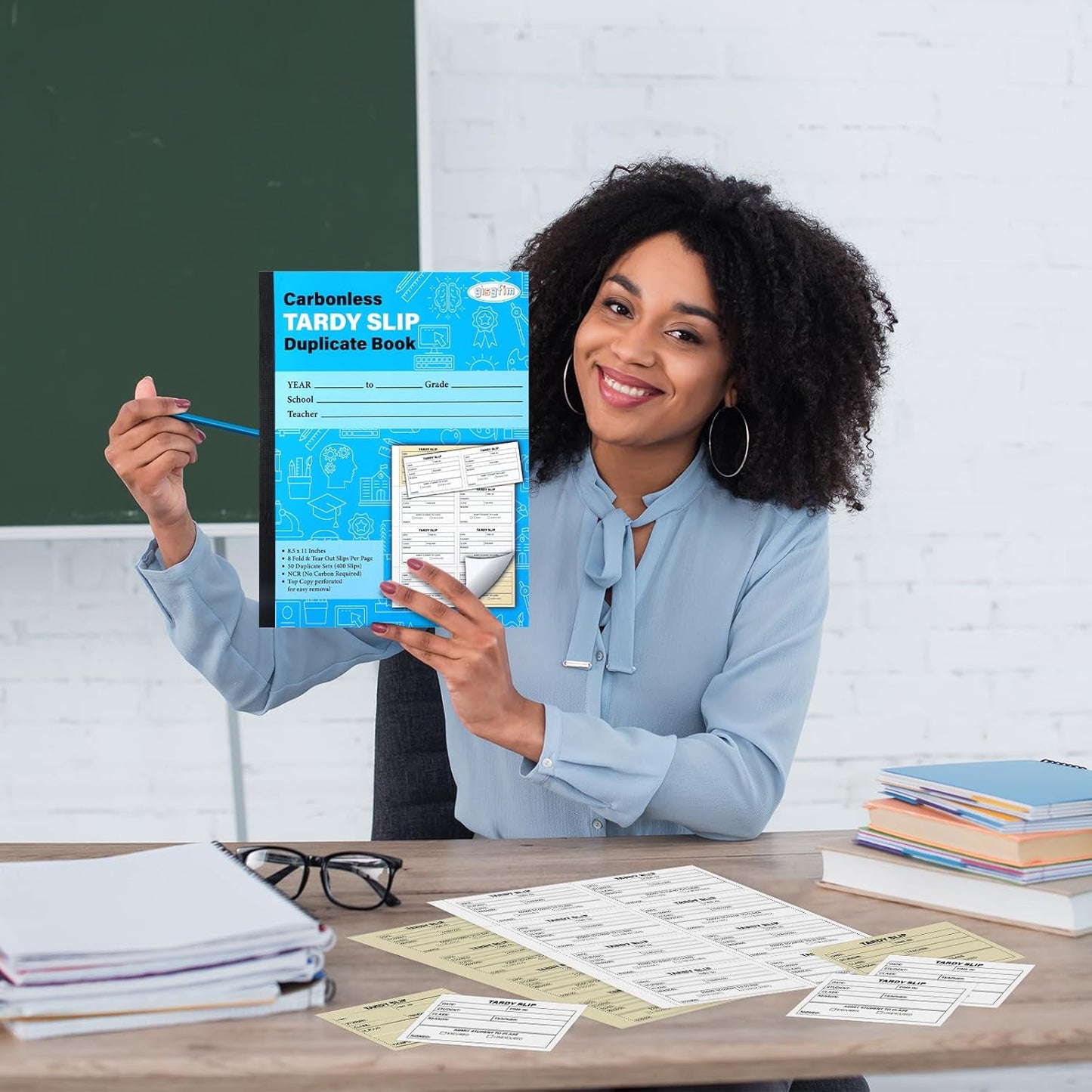 gisgfim Tardy Slip Book with Carbonless Duplicates in Easy Removal Fold and Tear Tardy Slips Per Book Register Copy Notebook for Student Late Arrivals School Supplies Teacher 400 Pcs/Pad (4 Pads)
