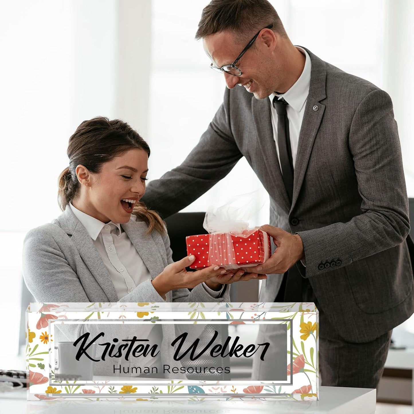 Gowelly Office Desk Name Plate Personalized |Custom Name Plates for Desk| Custom Employee Appreciation Gifts | Office Gifts for Women, Boss, Employee, Teacher, Social Worker-7