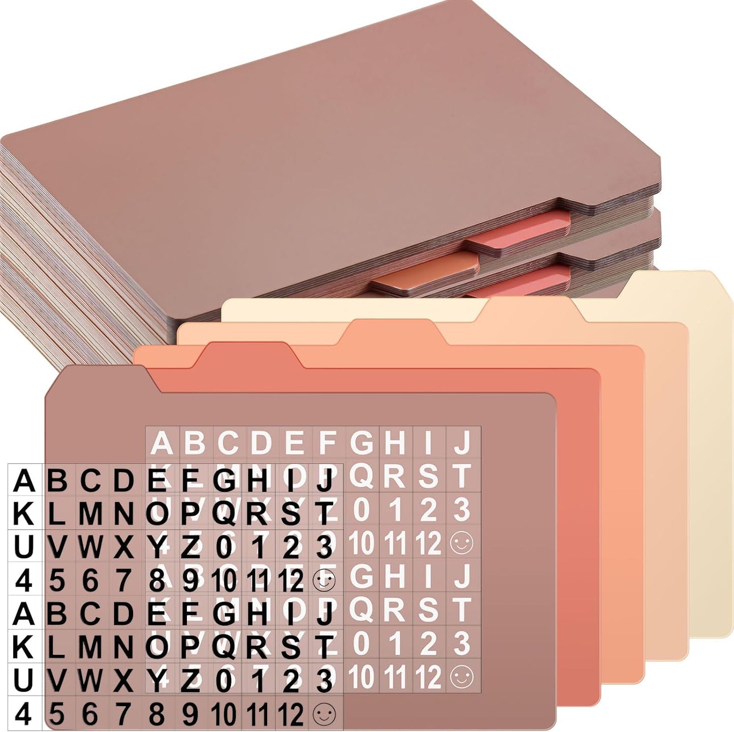 Harloon 52 Pcs Dry Erase Index Card Guide Set Include 50 Index Card Dividers 2 Number Alphabet Sticker with Tabs Photo Dividers for Office Business Back to School Supplies(4 x 6 Inch,Boho Rose)