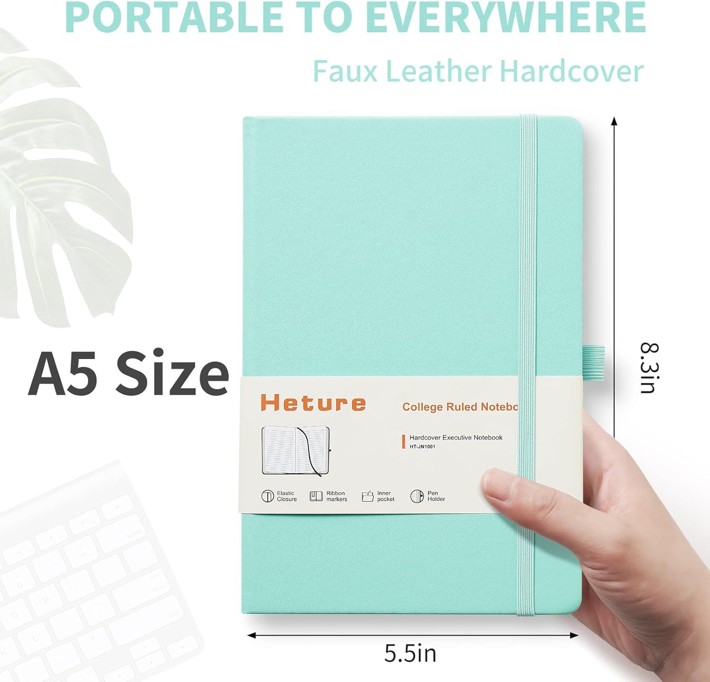 Hardcover Notebooks, A5 Lined Journals Notebook for Writing 160 Pages, 8.2 x 5.5 inch, Green Classic Ruled Notebooks for College/Work/Travel (Green, 1 Pack)