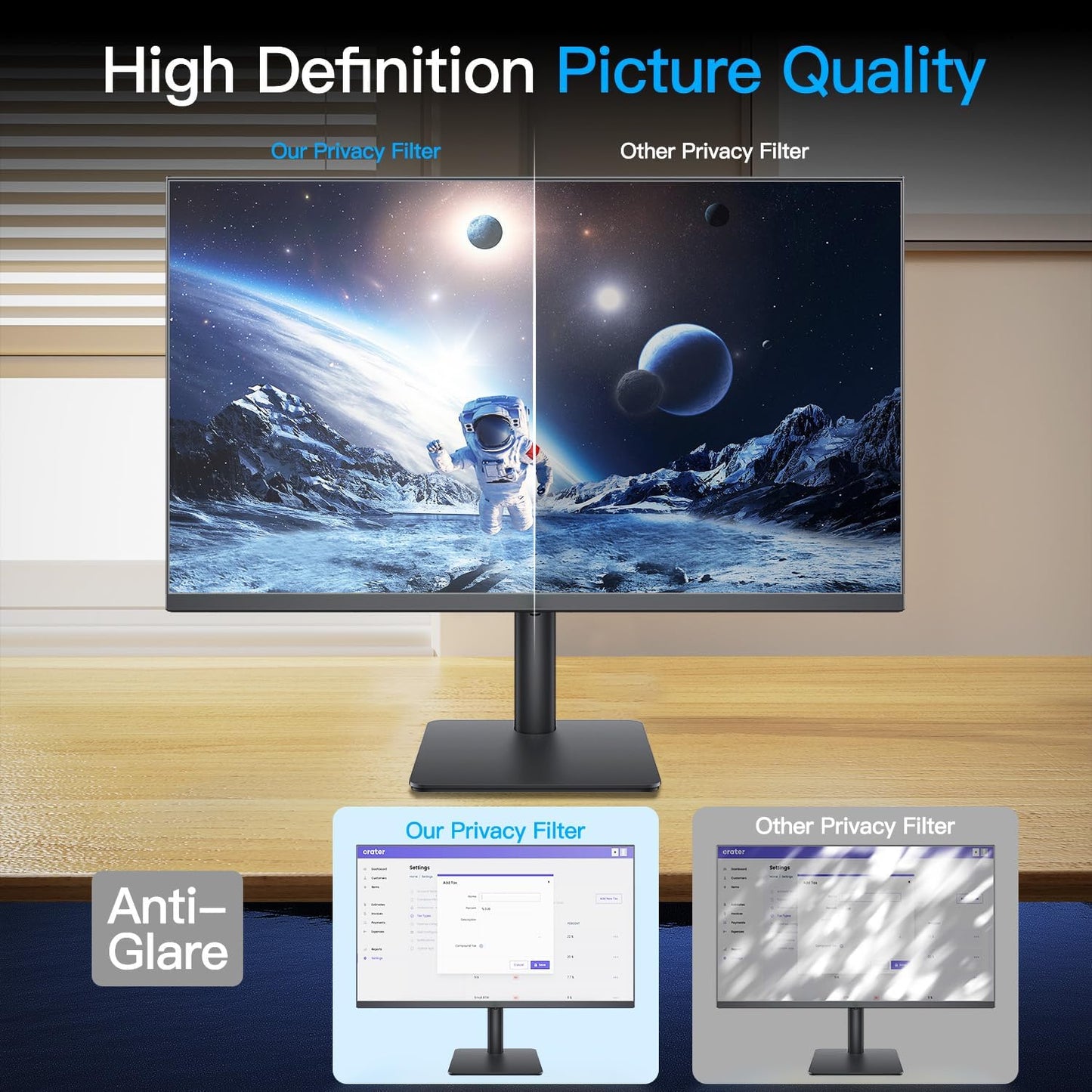 2-Pack 24 Inch Computer Privacy Screen Filter, Anti-Spy/Glare Protector Film for Widescreen Monitor with 16:9 Aspect Ratio (Computer Monitor 24 Inch)