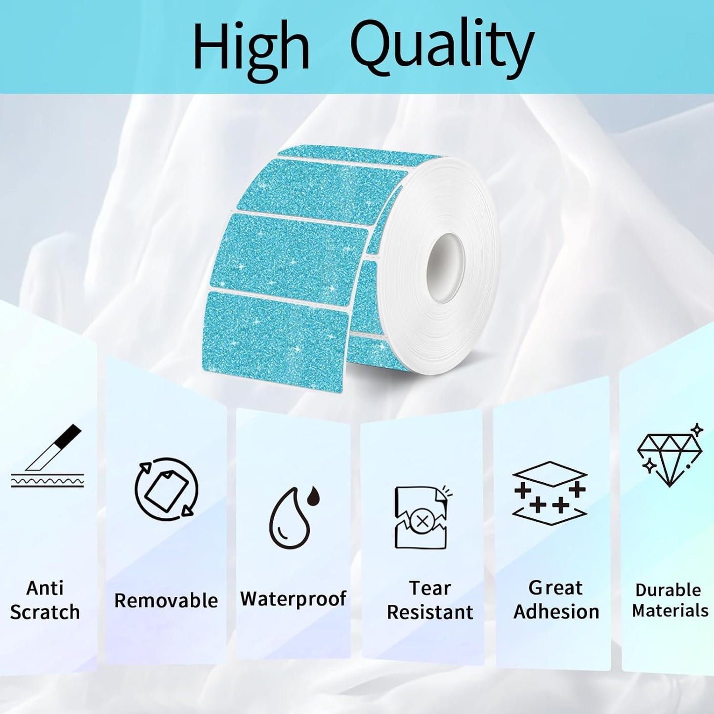 2"x1" Holographic Thermal Labels Stickers, Glitter Direct Thermal Printer Labels, Waterproof Self-Adhesive Address Shipping Label Stickers, 300 Sheet/ 1 Roll, Holographic Shiny Pink