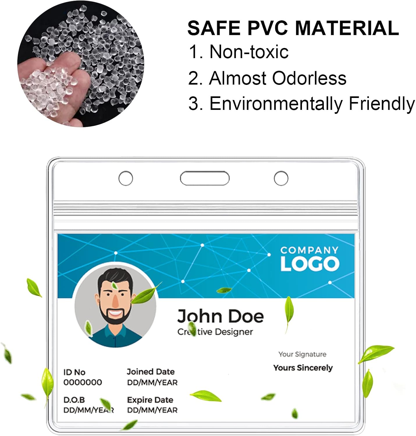 100 Pack Name Badge Holder with Clear PVC Horizontal Badge Holder and Metal Badge Clip Waterproof Resealable Zipper Seal Name Holder Tags