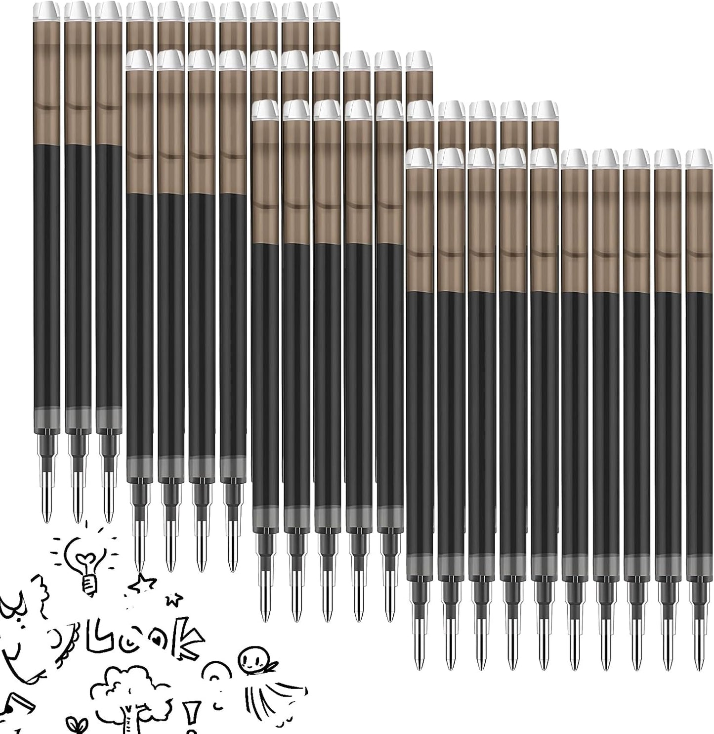 0.7 mm Erasable Gel Ink Pen Refills Compatible with Frixion Friction, Smooth Writing Multicolor Retractable Fine Point Pen Refill for School Office Home Art (Black, 40)