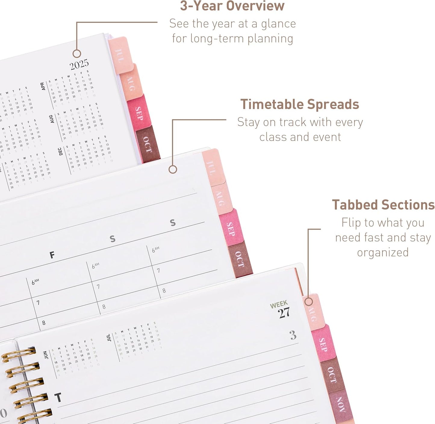 Rileys Academic Planner 2025-2026, Daily, Weekly & Monthly Planner, July 2025 - June 2026, Student Notes Pages, Twin-Wire Binding, Weekly Agenda for School & Work (8 x 6-Inches, Green)