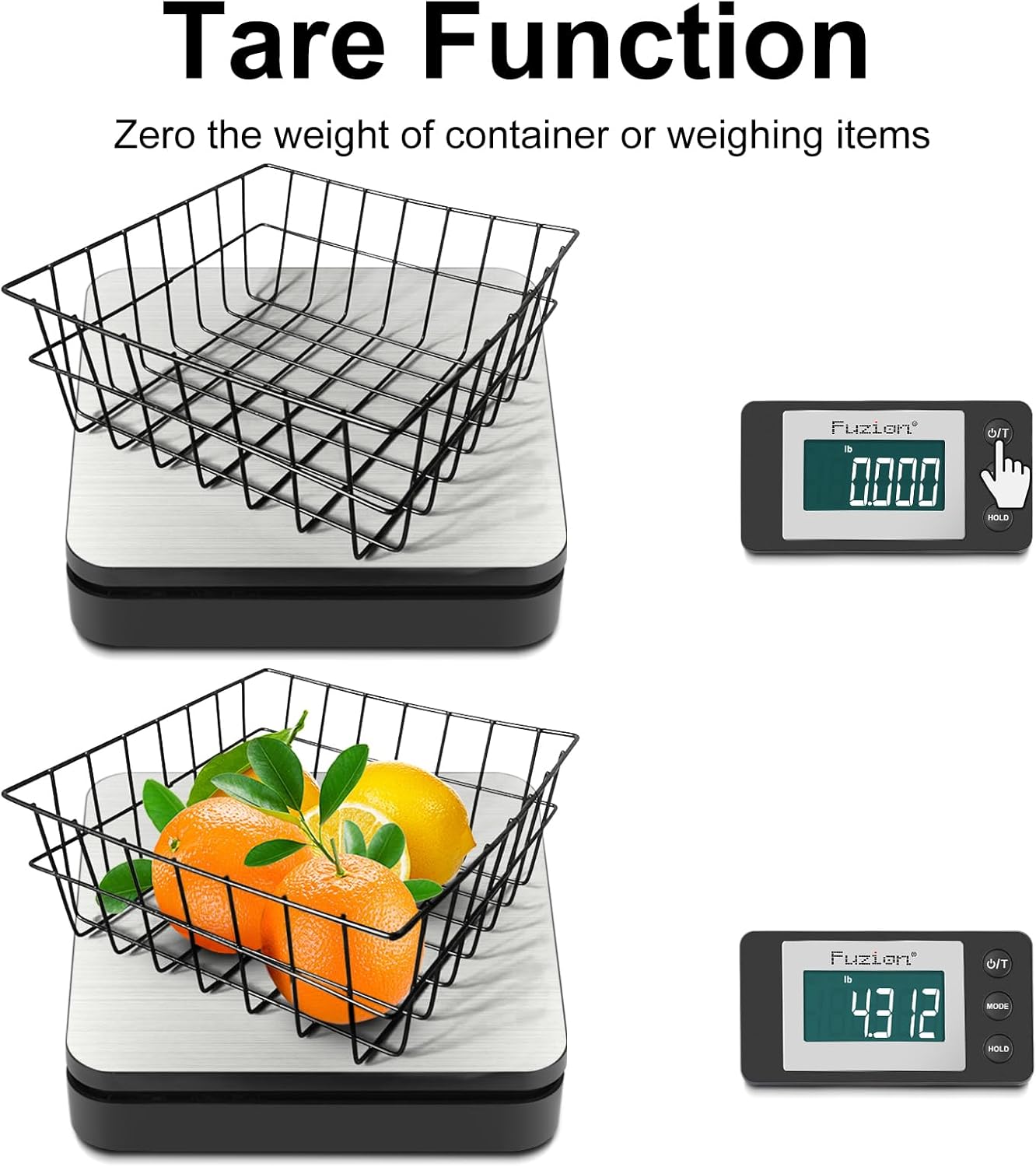 Fuzion Shipping Scale - Wireless Postal Scale 110LB x 0.1oz, Large LCD Display, 5 Units, Digital Scale for Packages - Dual Power Options (Batteries & Adapters)