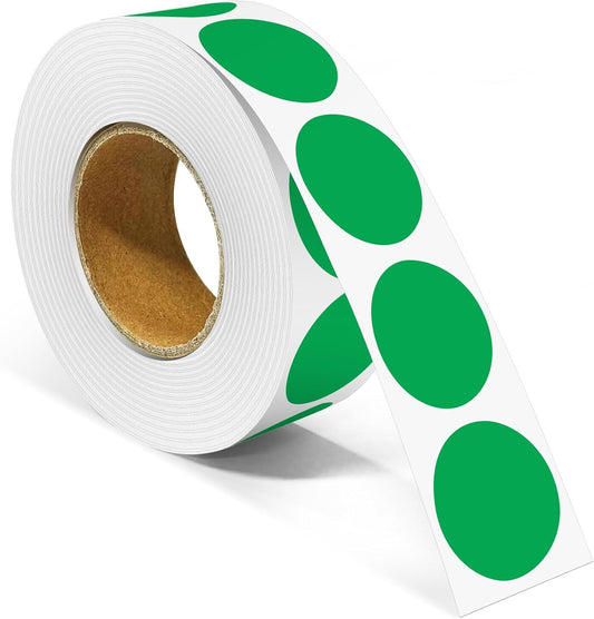 1 Inch Round Color Coding Labels, 1000 Dots Per Roll Green Color Coded Dot Stickers, Round Color Dot Labels for Organizing, Filing, and Storage