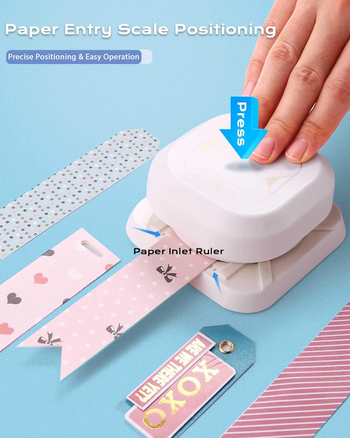 Hole Puncher and Corner Cutter, 4 in 1 with One Oval & Fish Eye Hole, Dovetail & Bevelled Angle Paper Hole Punch for Kids Paper Crafts, Scrapbooking, Card Making, Cardstock, Photo Corners