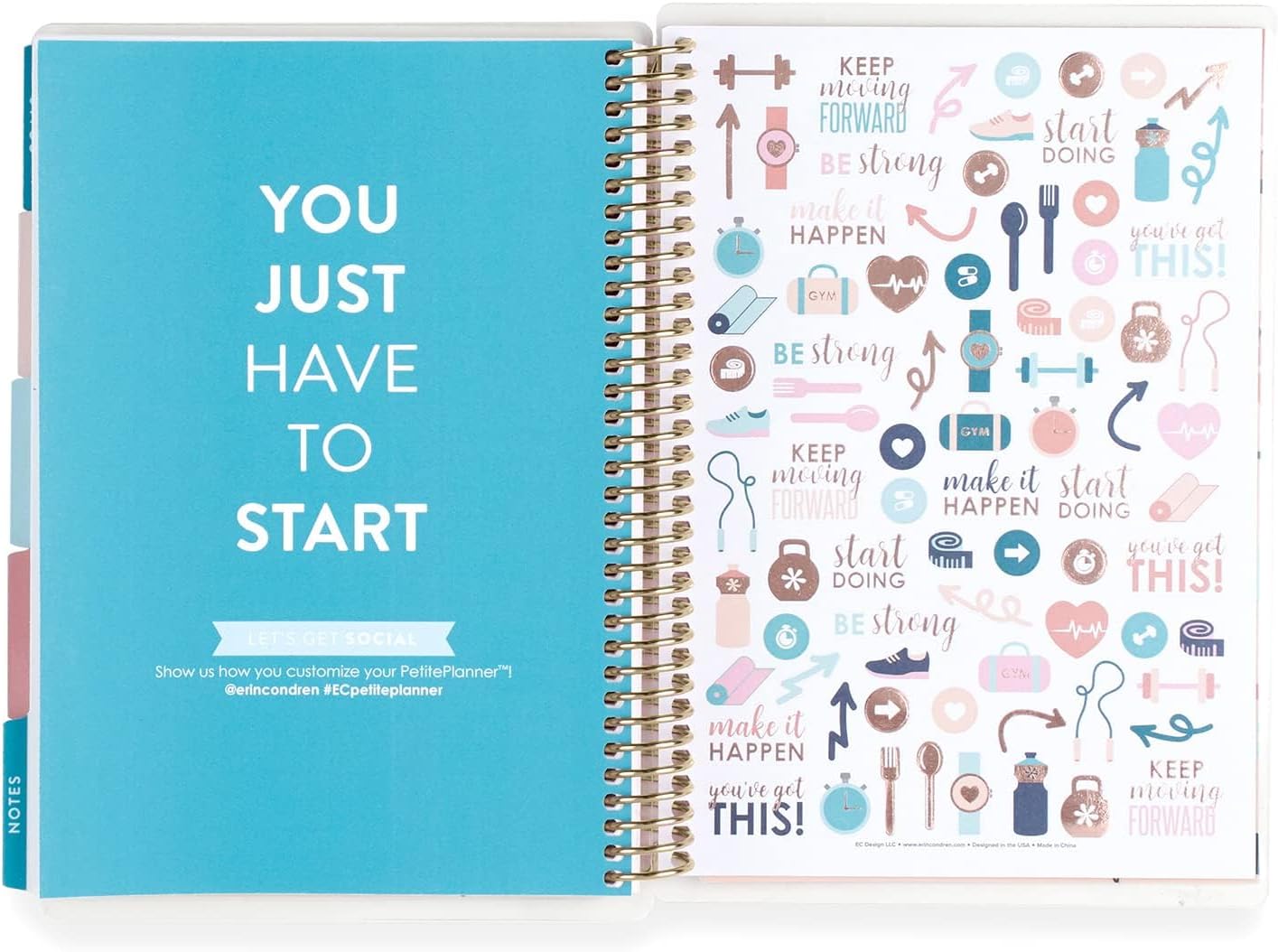 Erin Condren Coiled A5 Daily Wellness Planner, Features 160 Pages of Thick, Bleed Resistant 80 Pound Paper Boost Productivity, Durable, Pretty, Cute, Stylize
