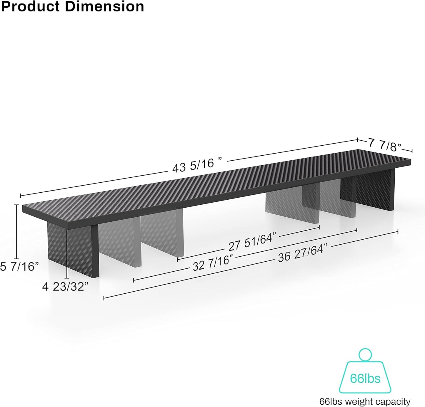 EUREKA ERGONOMIC Dual Monitor Stand - Adjustable Legs, Dual Monitor Riser, Carbon Fiber Computer Monitor Stand, Desktop Organizer, Monitor Stand Riser for PC, Computer, Laptop (Black)