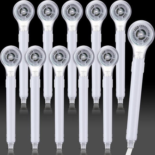 10 Pack Correction Tape Pen Correctional Ink Tape Push Pull Protective, Easy to Use Applicator for School Office Supplies, 0.2 x 236 Inch(White Color)