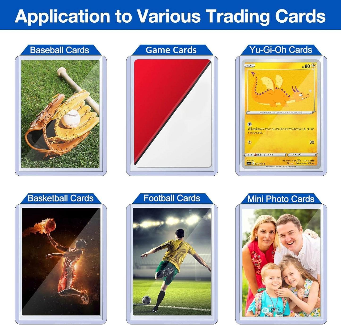 18 Count Topload Card Holder, Sooez 35PT Topload Card Protector, 3" x 4" Hard Plastic Card Sleeves, Baseball Card Protector, Rigid Toploading Card Case for Collectible Trading Sports Cards