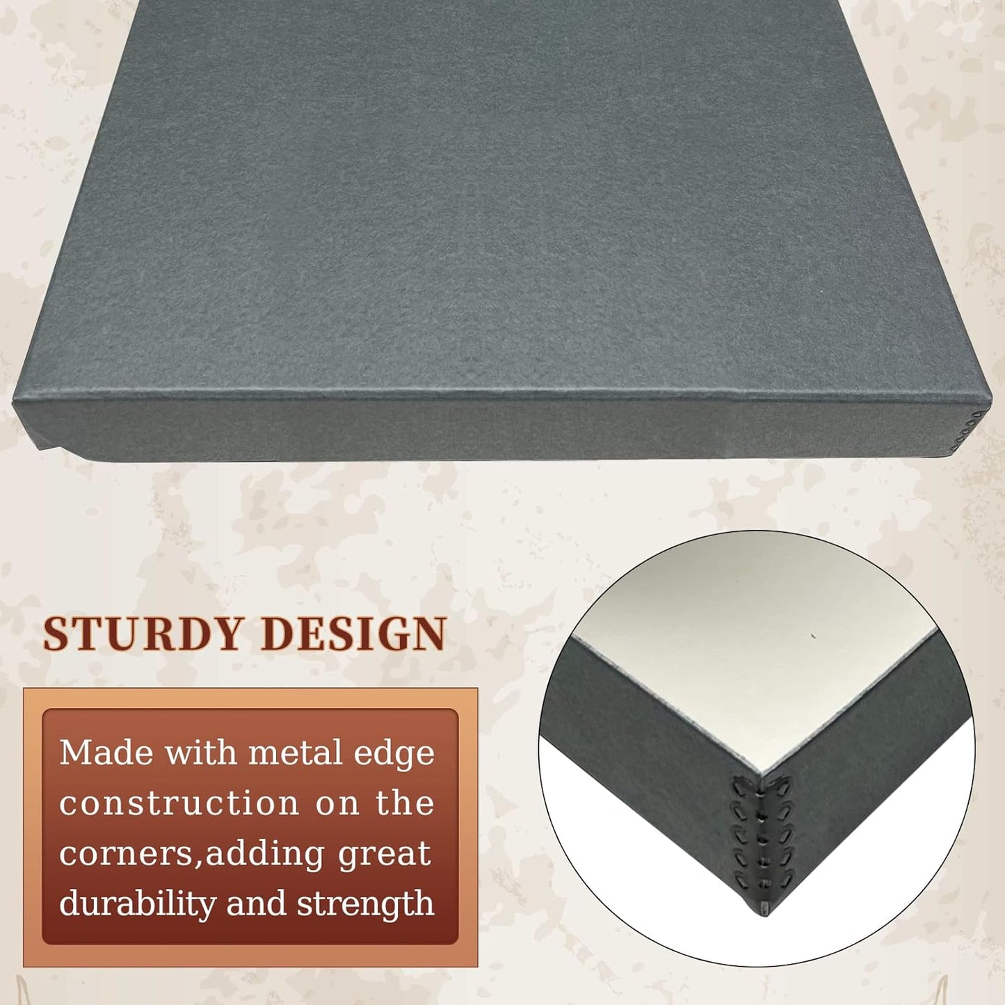 Golden State Art, Archival Folio Storage Box 16x20, Clamshell Design with Metal Edge, Preserve and Store Photos Documents Cards Prints Arts Crafts DIY, Gray, Pack of 2