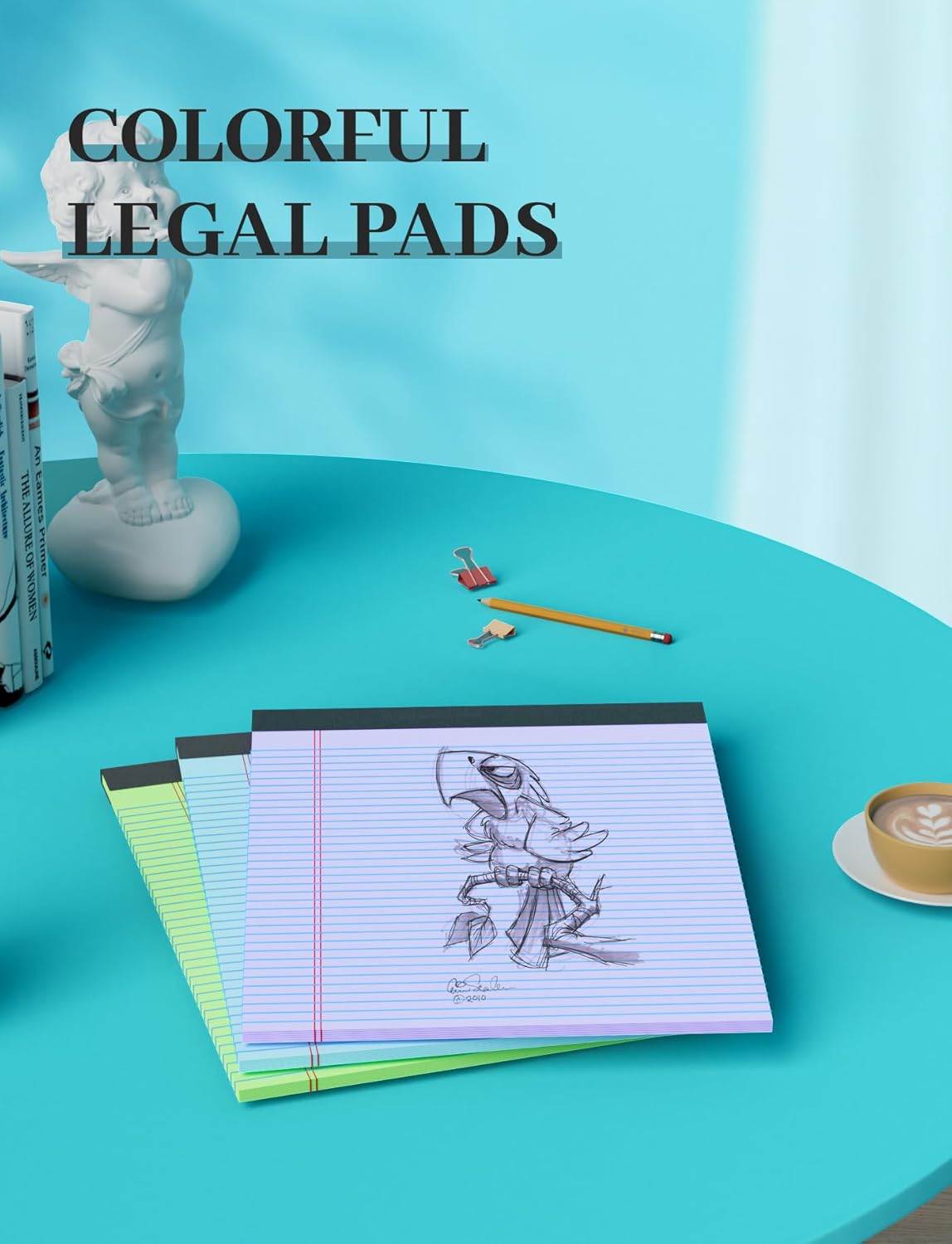 Legal Pads 8.5 x 11 In, Colored Legal Pads, 6 Pack Note Pads 8.5 x 11 Writing Paper, College Ruled Notepad with Sturdy Back, Perforated Writing Pad Lined Paper, Memo Notepad for Office, School, Home