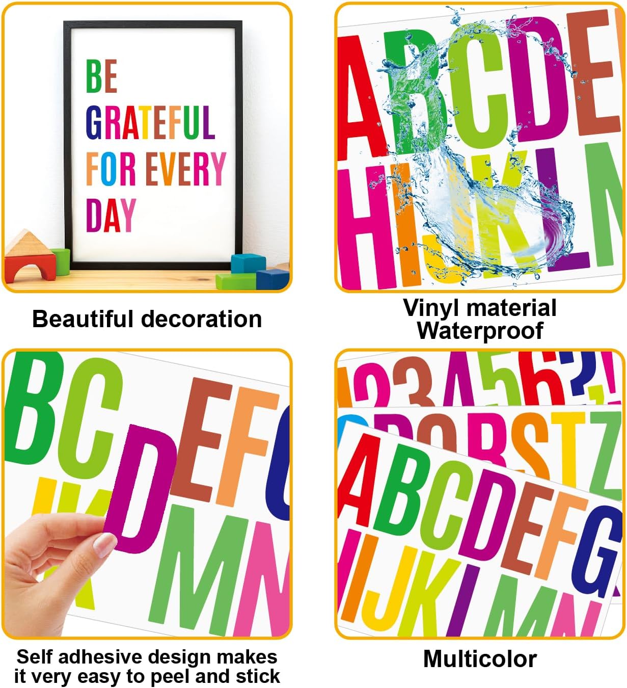 1000 Pcs Waterproof 2" Vinyl Alphabet & Number Stickers - Self-Adhesive for Mailboxes, Windows, Doors, Signs, Vehicles & More, Colored