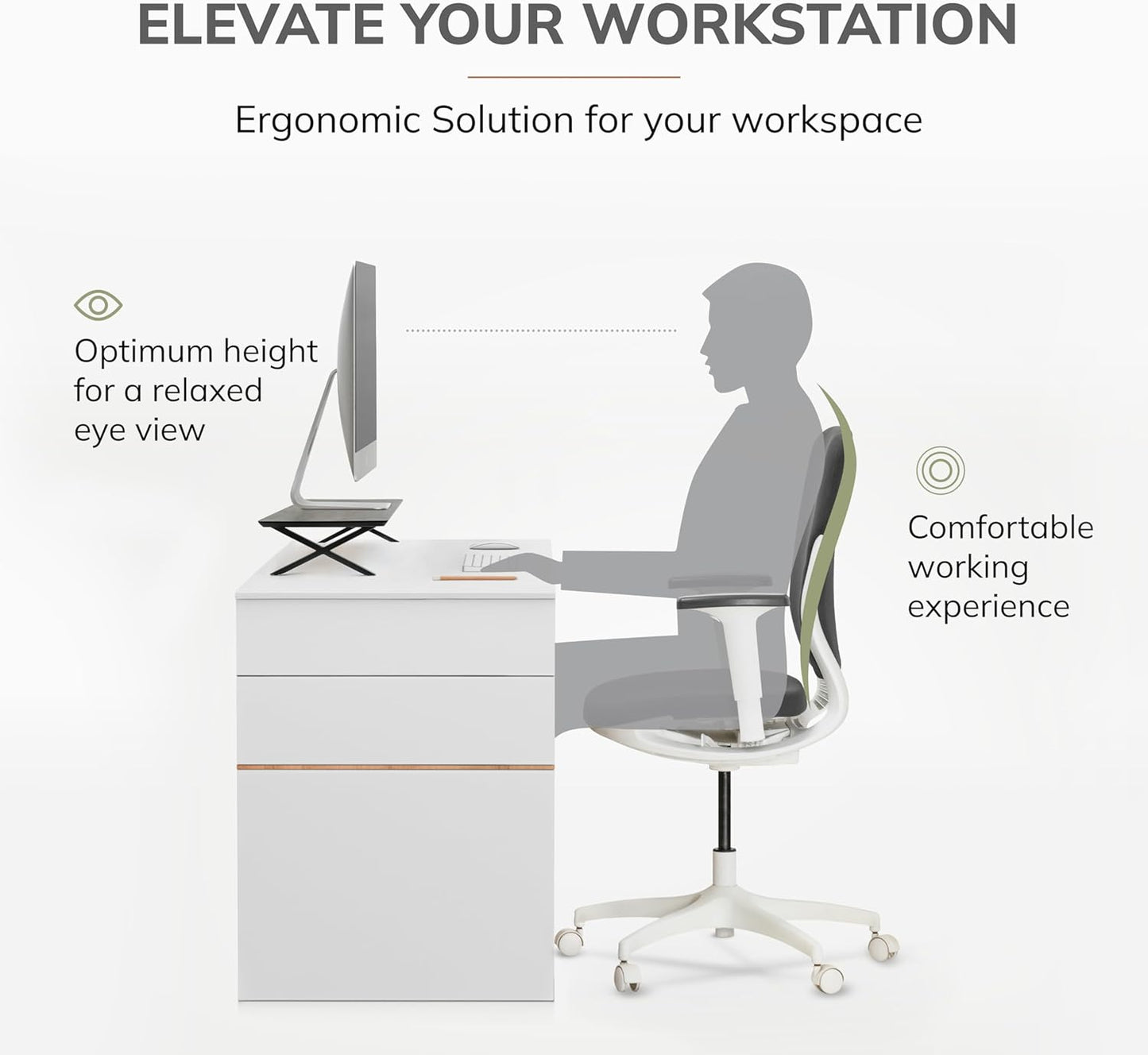 Anji Mountain Monitor Stand - Desktop Organizer & Laptop Riser, Ergonomic Monitor Riser, Space-Saving Monitor Stand for Desk, Durable Construction, Easy Assembly, Ideal for Home & Office,Black