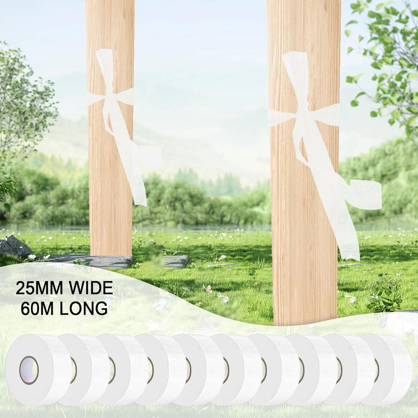 10 Pack White Flagging Tape, Non-Adhesive Plastic Ribbon Neon Marking Roll,1inch*2000ft, Marking Tape for Tree Marking, Hunting, Boundaries and Hazardous Areas,Trail Marking