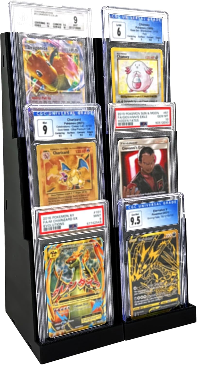 Graded Card Slab 3-Tier Stadium Displays (2 Pack), Compatible with PSA, Beckett, and CGC - Trading Card Holder - Card Stand - Sports Card Display