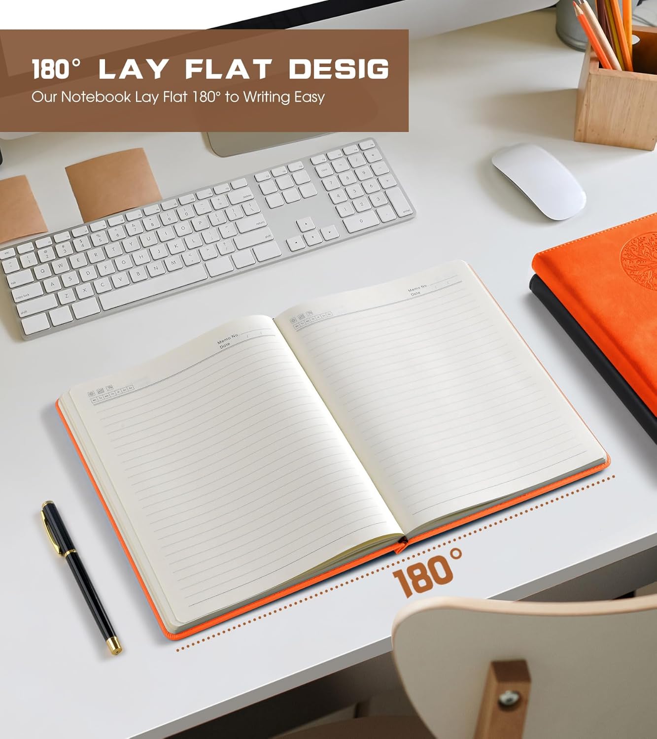 Lined Journal Notebook for Women Men,256 Pages A4 Large Hardcover Leather Journals for Writing,Travel,Business,Work,School,College Ruled Notebooks for Note Taking,Diary Notepad 8.6"×11"(Orange)