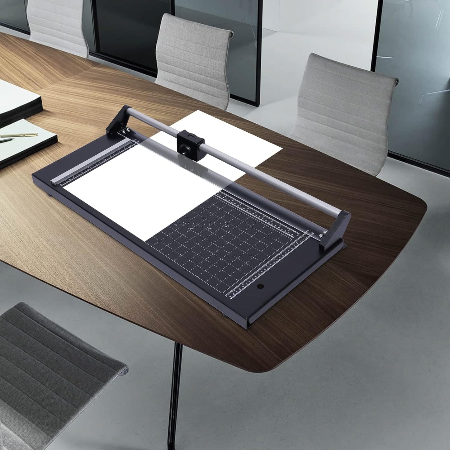 Rotary Paper Trimmer - Precision Cutting Tool with Self-Sharpening Blade for Photo Paper/Cardstock/Film, Heavy-Duty Craft Cutter for Scrapbooking & Office Use, Non-Slip Base & Angle Guide (24 inches)