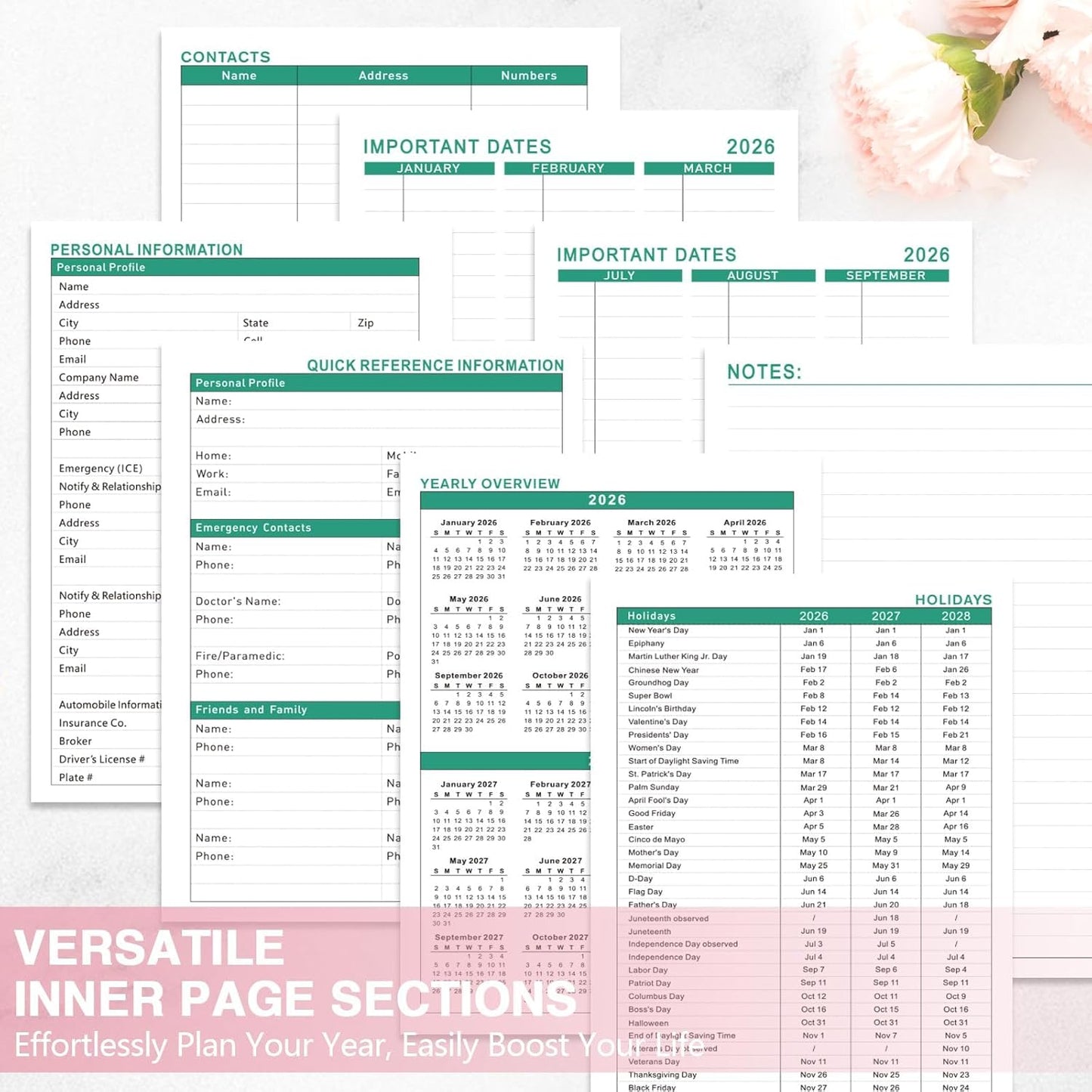 GuassLee 2026 Planner – Weekly & Monthly Planner Organizer from Jan 2026 - Dec 2026, 6.1"x8.4" Daily Agenda Planning Book with Pocket, Stickers & Tabs for Women Students Office, A5 Size