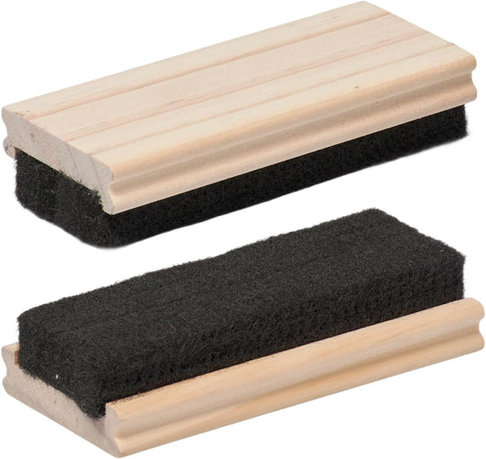 Traditional Chalkboard Eraser 2 Pack - 4.9 Inch Premium Chalk Erasers with Wooden Handle - Eraser for Chalkboard, Blackboard & Dry Chalk Surfaces - Durable Cleaner for Classrooms or Home