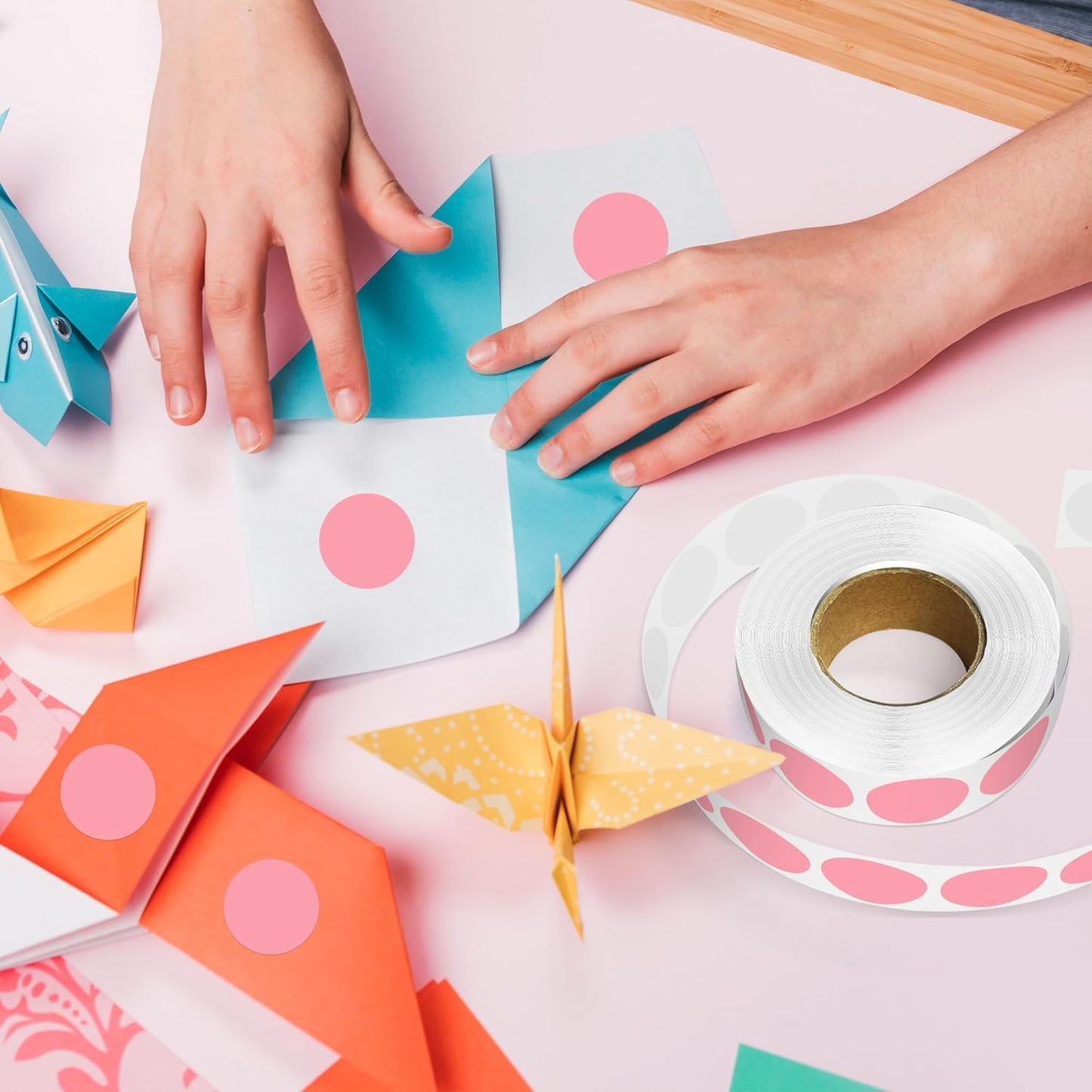 1 Inch Round Color Coding Labels, 1000 PCS Per Roll Pink Color Coded Dot Stickers, Round Color Dot Labels for Organizing, Filing, and Storage