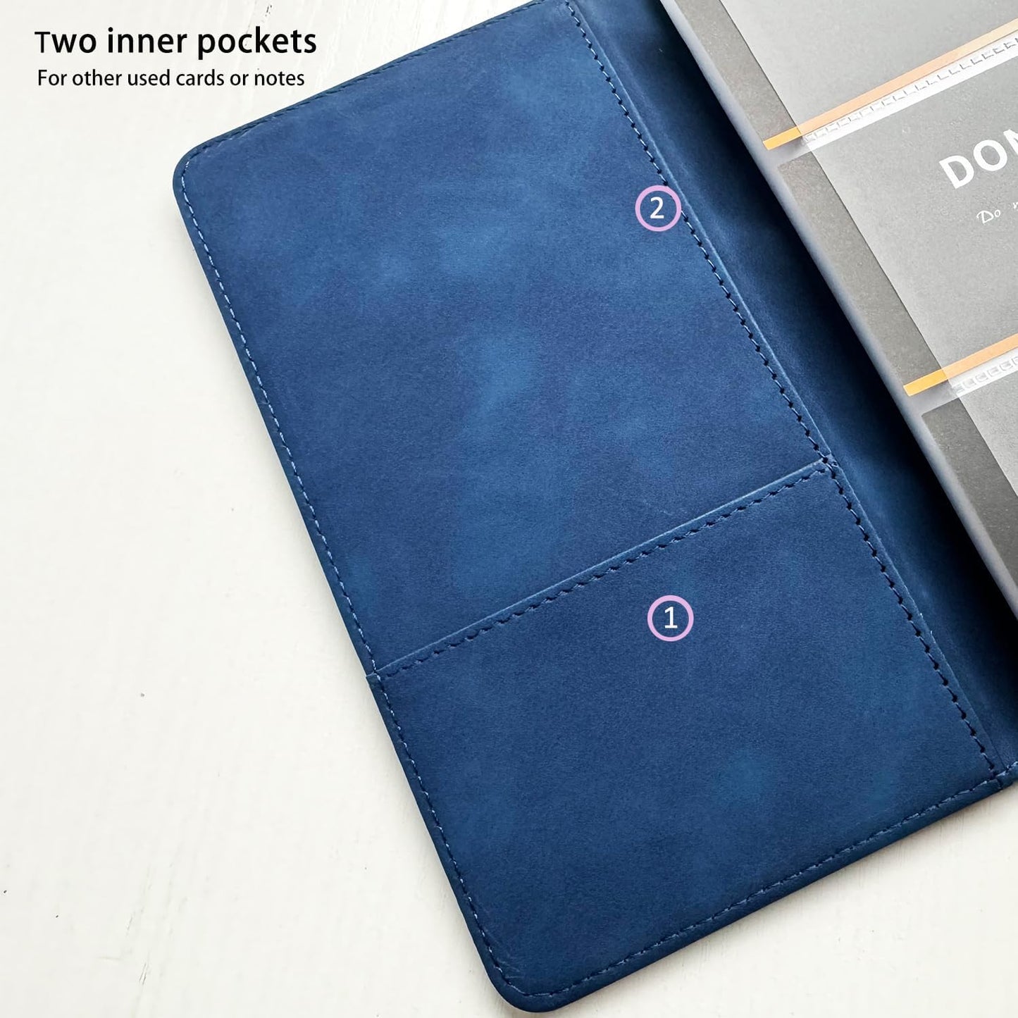 Leather Professional Business Card Holder Book Organizer, 240 Card Slots Capacity Booklet, Premium PU Name Cards Storage Folder with Soft Cover, Credit Card Binder Holder for Men/Women (Dark Blue)