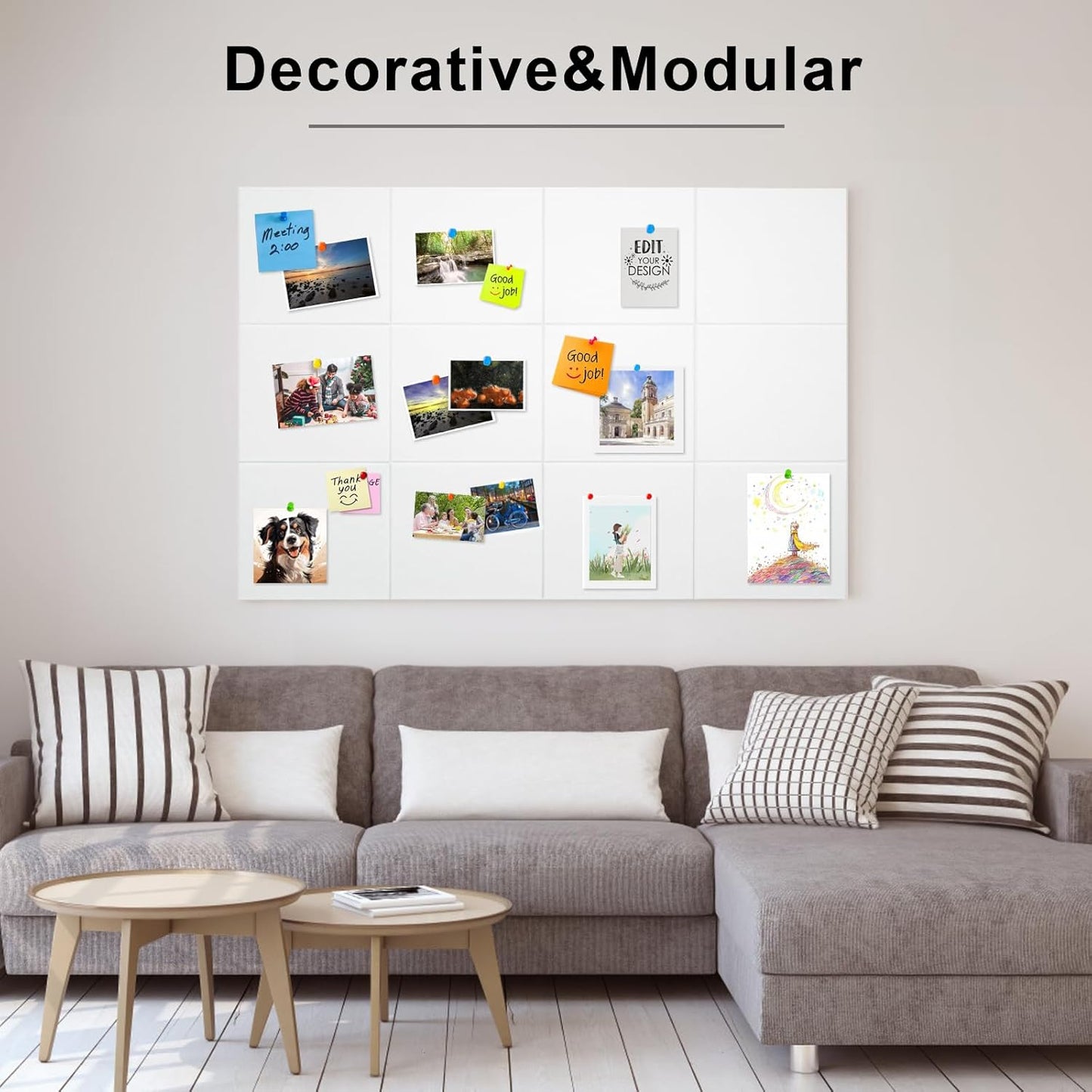 12-Pack Large Cork Board: 48x36 Inch Bulletin Board with 72 Damage-Free Pads & Push Pins for Office Home Wall, White Felt Alternative