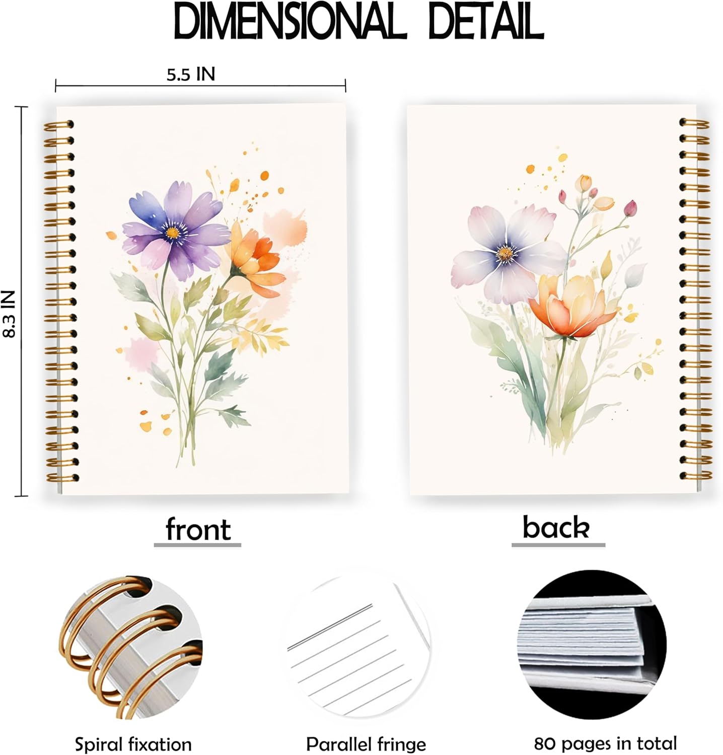 Vintage Wild Flower Botanical Plant Notebook 03,Rustic Spring Floral Cottagecore Notebook Journal for Work Office School Student Teacher,Hardcover Spiral Notebook 5.5x8.5