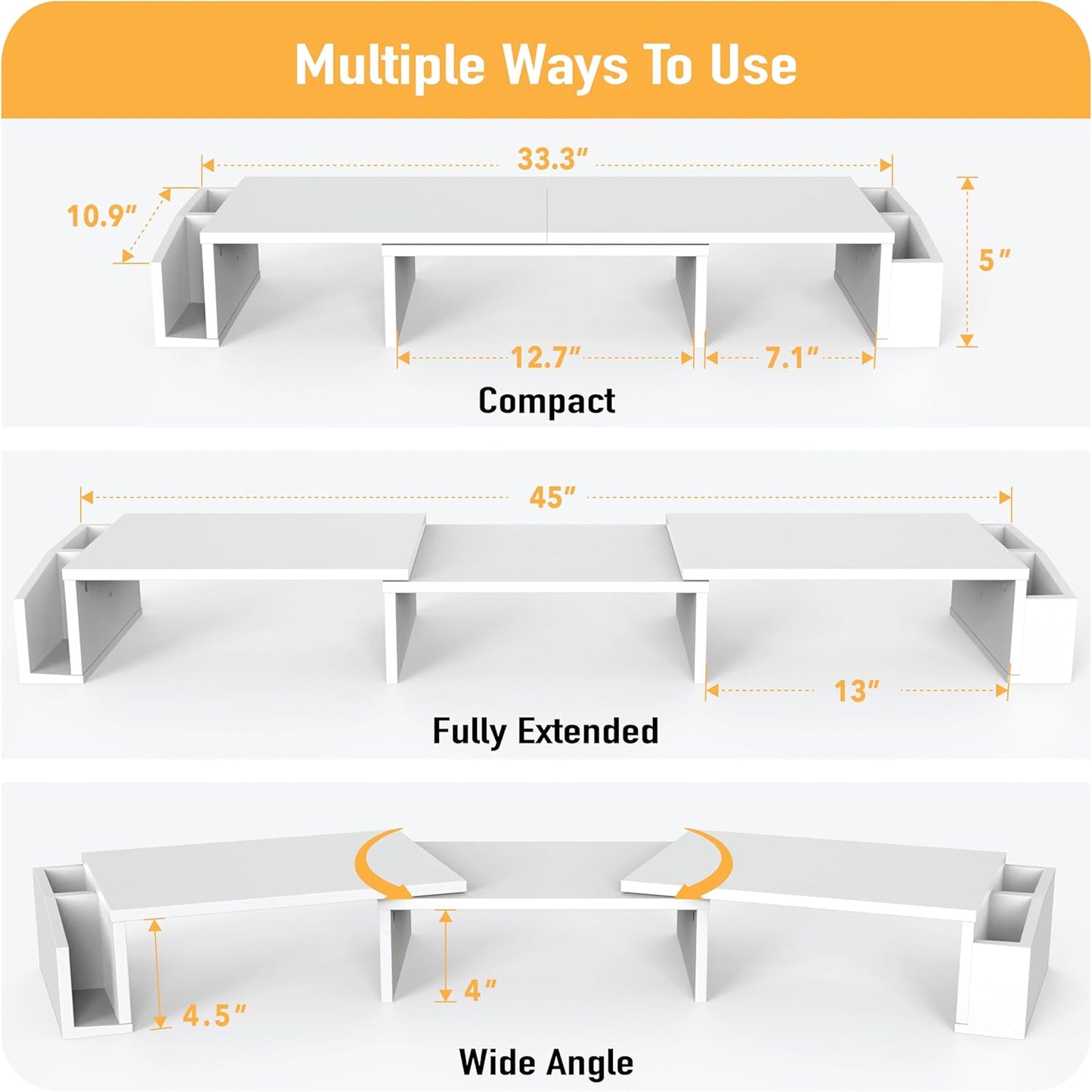 Simple Houseware Desk Dual Monitor Stand Riser with Drawer, White