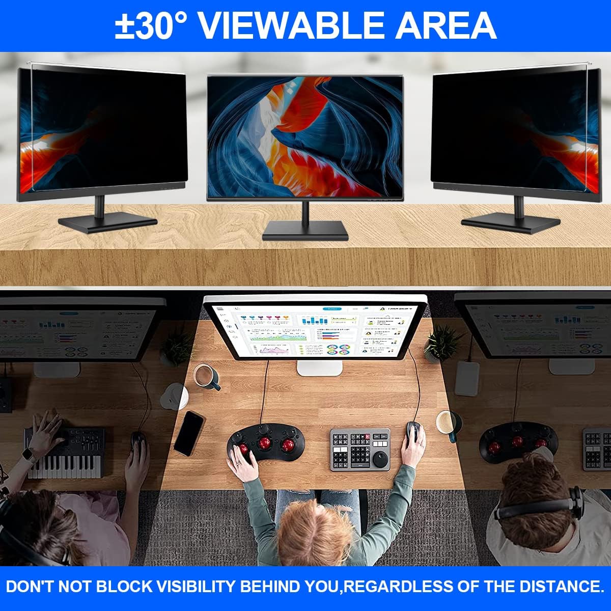 Computer Privacy Screen Filter 21.5 Hanging Monitor Privacy Screen Protector for 16:9 Aspect Ratio Widescreen Computer Monitor, Eye Protection Anti Glare Blue Light Screen Protector