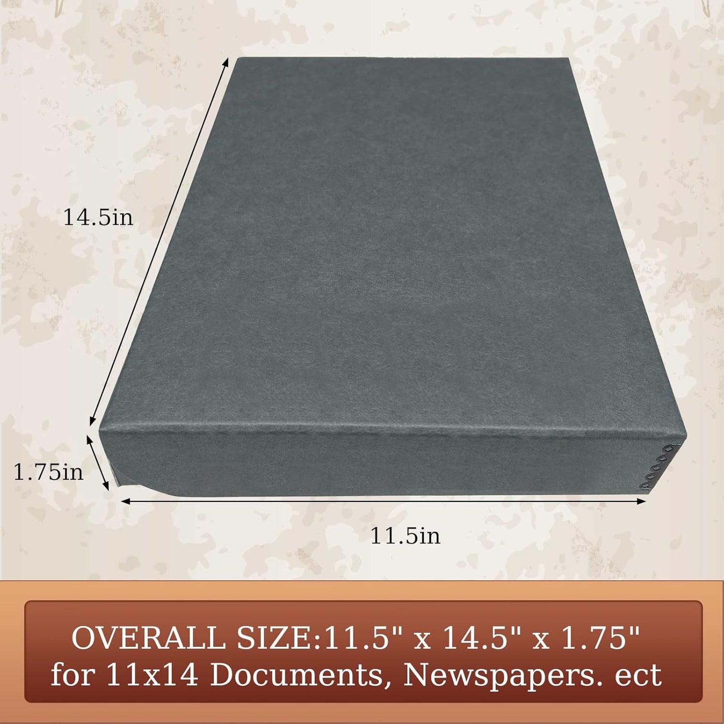 Golden State Art, Archival Folio Storage Box 11x14, Clamshell Design with Metal Edge, Preserve And Store Photos Documents Cards Prints Arts Crafts DIY, Gray