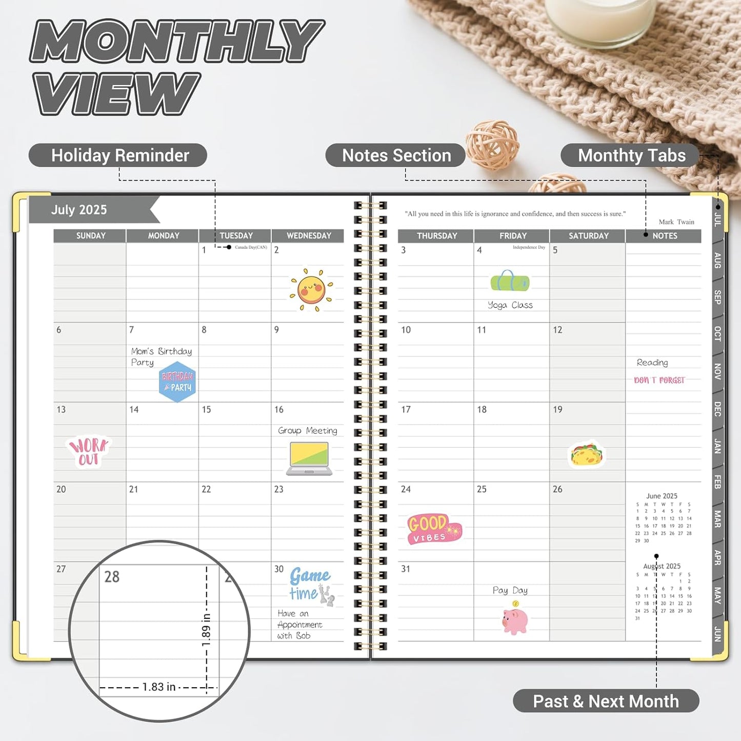 Academic Planner 2025-2026 (8.5" x 11") - Weekly & Monthly Planner (Jul. 2025 - Jun. 2026), Column View Calendar Organizers, Hardcover Agenda Book with Tabs for Office & School, Black