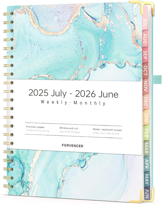 Forvencer Planner 2025-2026 for Women, Academic Year Monthly and Weekly Planner, July 2025 - Jun 2026, 8.5" x 11", Hardcover Student Teacher Planners Agenda Calendar Book with Tabs, Light Green