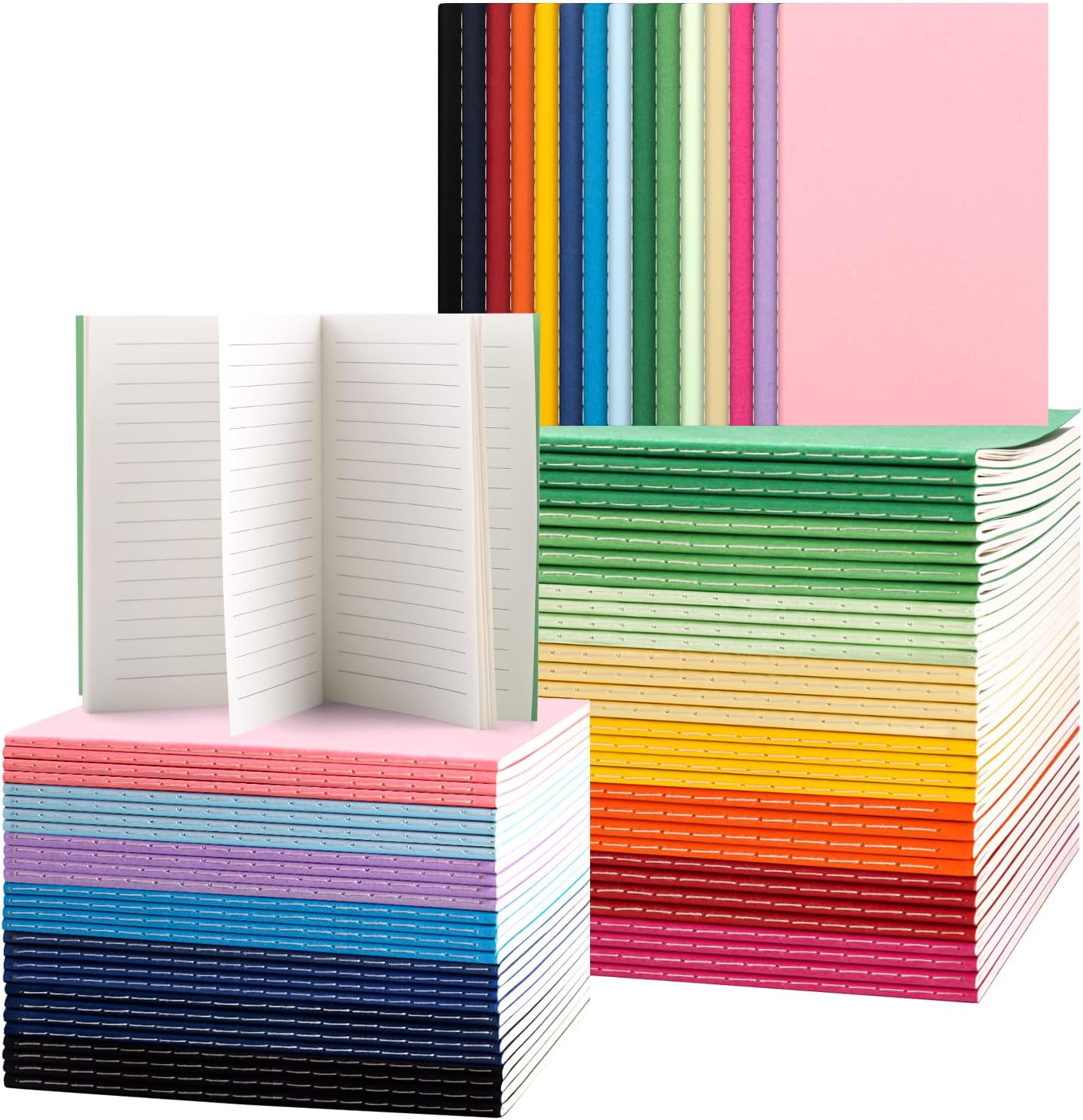 60 Pack Mini Pocket Colorful Lined Notebook Bulk, Journals Bulk, Small Notebooks 3.5x5.5, 30 Sheets/60 Pages, Mini Notebooks for Kids, Traveler, Students, School Supplies(Lined-60 pack, 15 Colors)