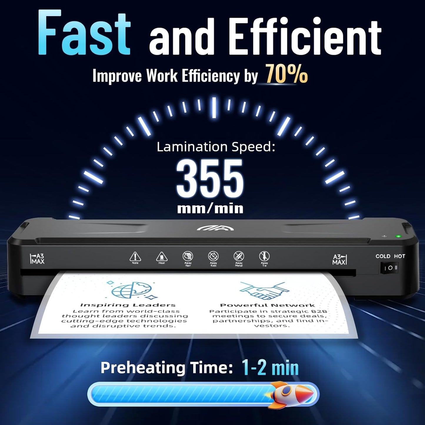 13 Inch Laminator Machine with 50 Laminating Sheets, Fast Warm-Up No Jam A3 Laminator, 11x17 Cold & Thermal Laminating Machine for Home School Office