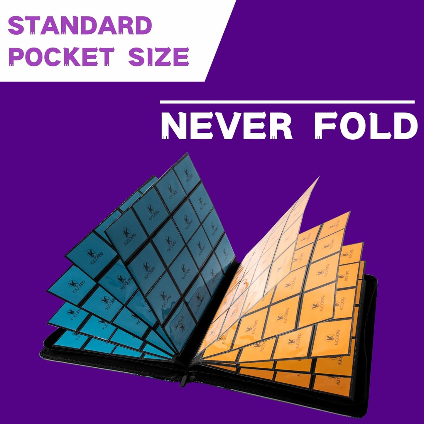 1000+ Pockets Trading Card Binder, 16-Pocket Card Ablum Compatible with MTG,Sports Cards & Other Standard Size Trading Cards (PURPLE)