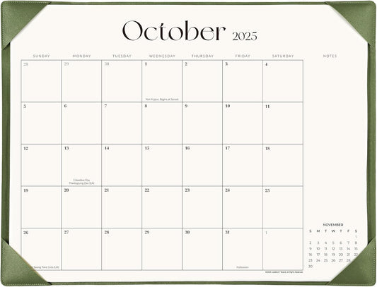 Simplified Desk Calendar 2025-2026 with Desktop Mat, Cabbrix Large Desk Pad Calendar 21" x 16-1/2" Runs From July 2025 to December 2026, Desk Blotter Calendar for Home School and Office (Mint Green)