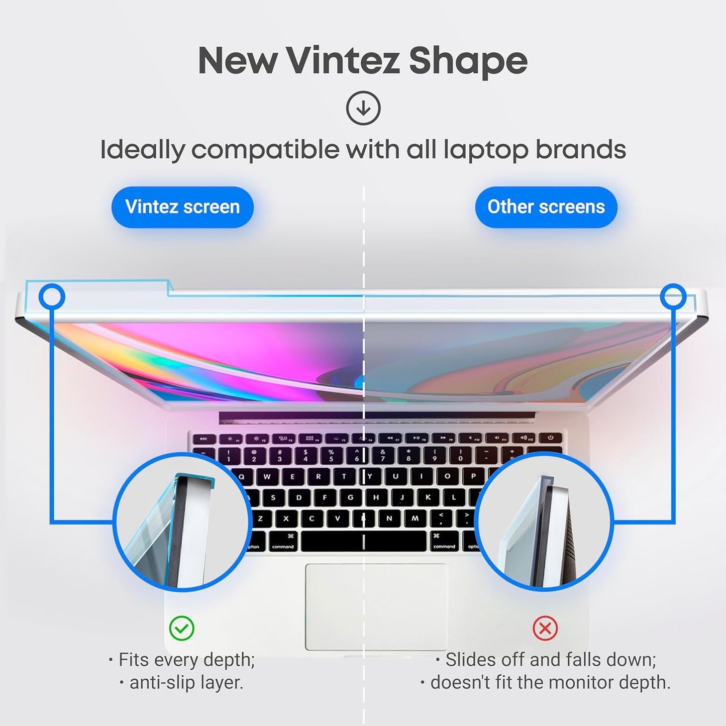 VINTEZ Blue Light Screen Protector for 14 Inch Computer Monitor and Laptop – Anti-UV Blue Light Blocking Film for Desktop PC, Eye Protection Filter, 12.6" x 8.1", 2 Pack