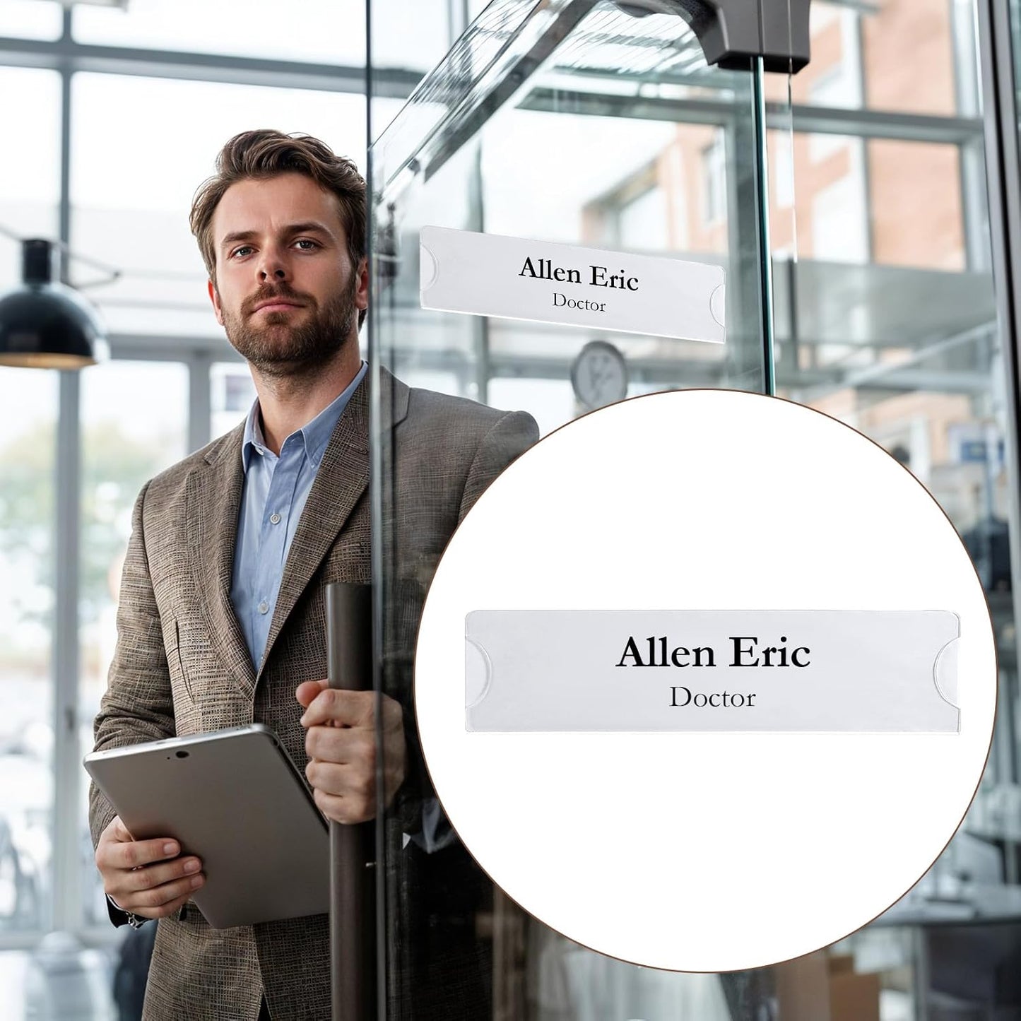 20 Pack Acrylic Wall Name Plate Holder, Clear Acrylic Sign Holder Frame with Adhesive Tapes, Door Plates for Home, Office, Classroom，2x8 Inch