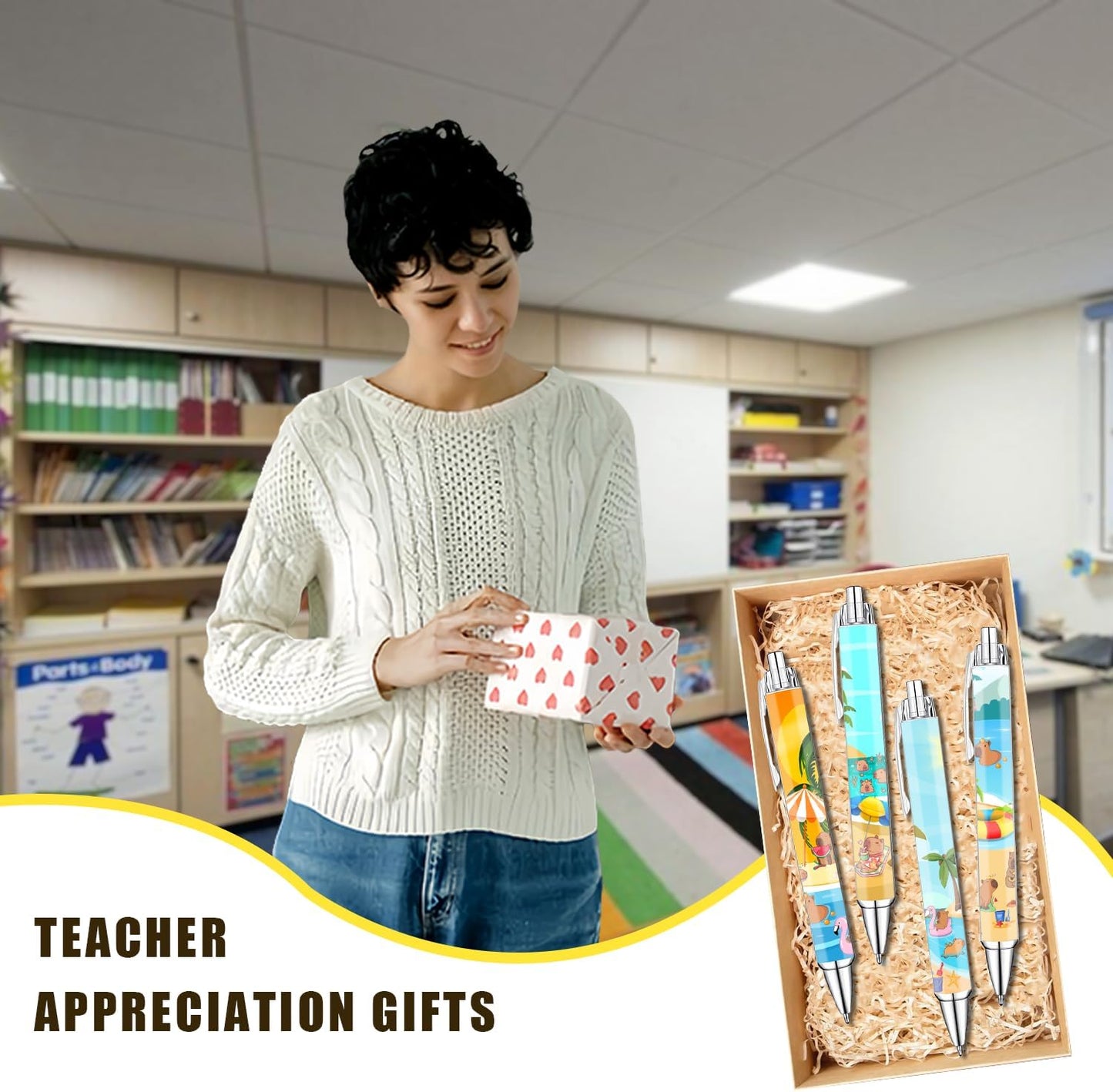 Idealmuzik 8-Pack Capybara Gel Pens – Cute Animal Pens with Unique Capybara Designs, Smooth Writing Ink Pens for School, Office, Journaling, Fun Gift for Kids, Teens & Capybara Lovers