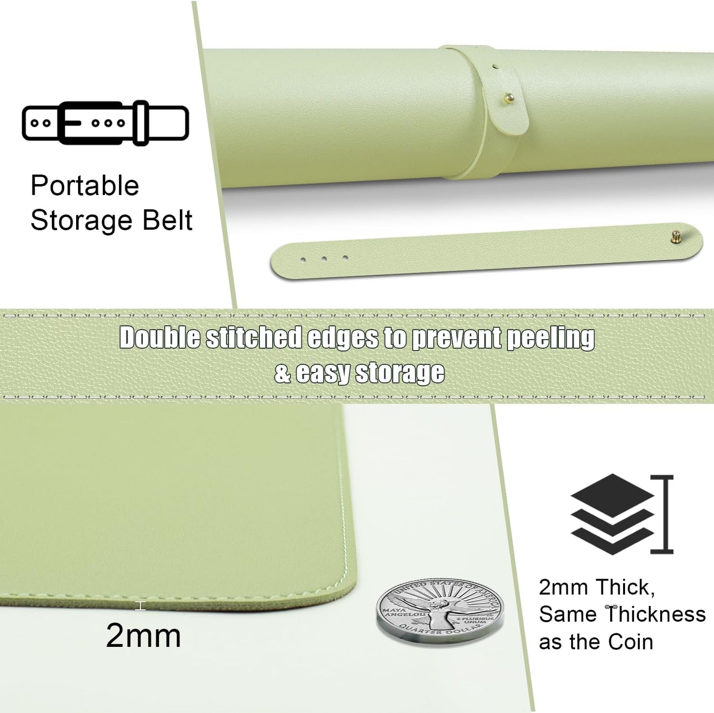 Large Desk Pad Mat 47.2" x 17", Office Desk Mat, Non-Slip PU Leather & Cork Desk Blotter for Keyboard and Mouse, Large Desk Mat, Large Mouse Pad for Office & Home(Matcha)