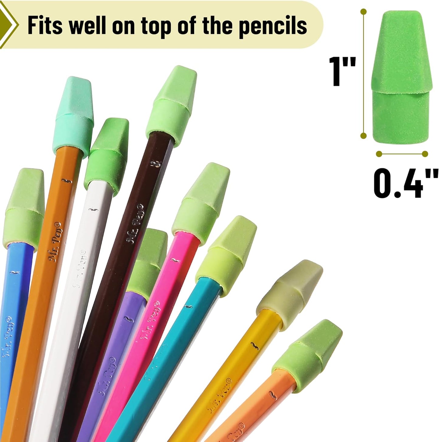 Mr. Pen- Pencil Erasers Toppers, 120 Pack, Colorful, Latex Free, No Smudge, Mr Pen Erasers for Pencils